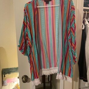 Rock & Roll Cowgirl Multicolor Striped Kimono